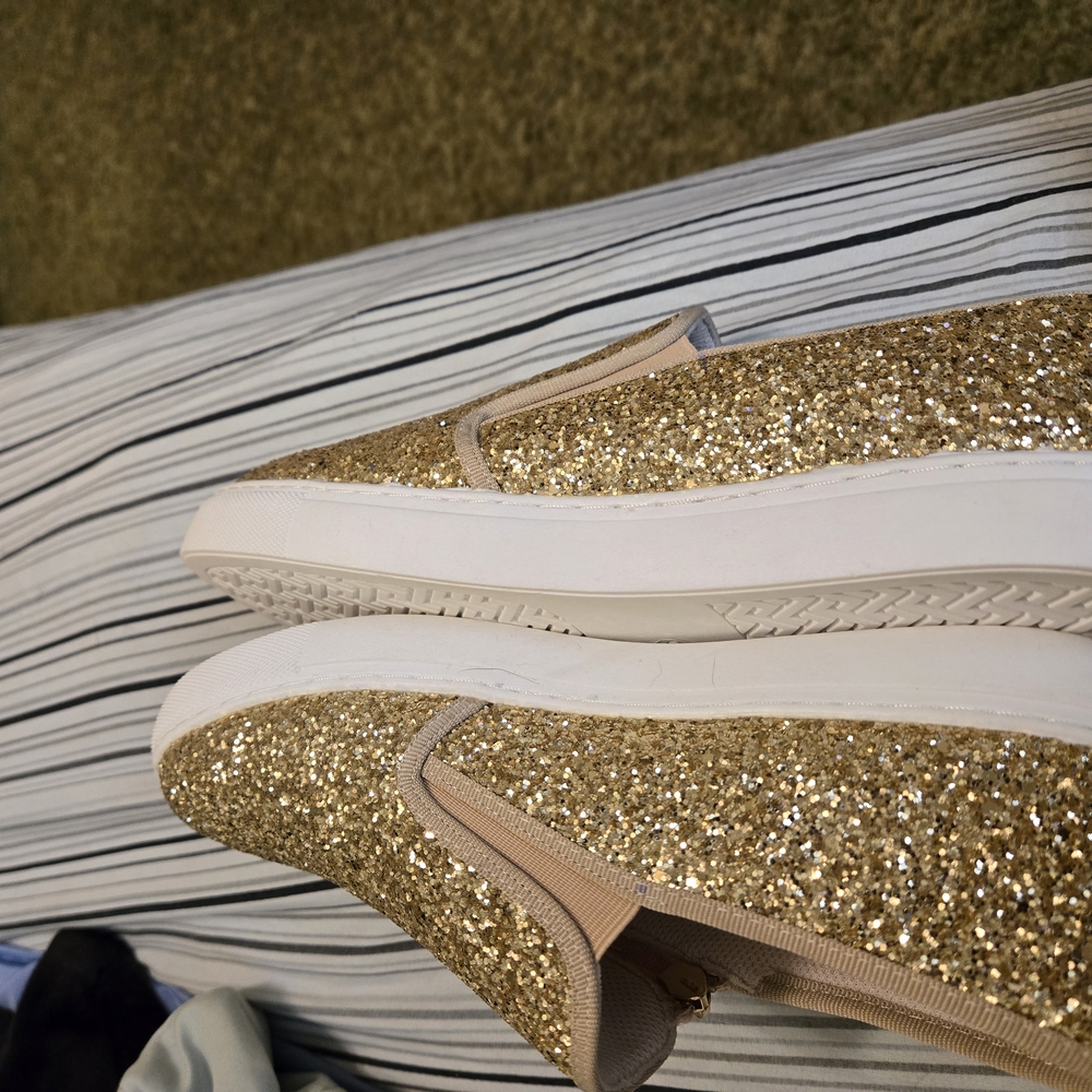 Gold Glitter Women's Slip-On Shoes